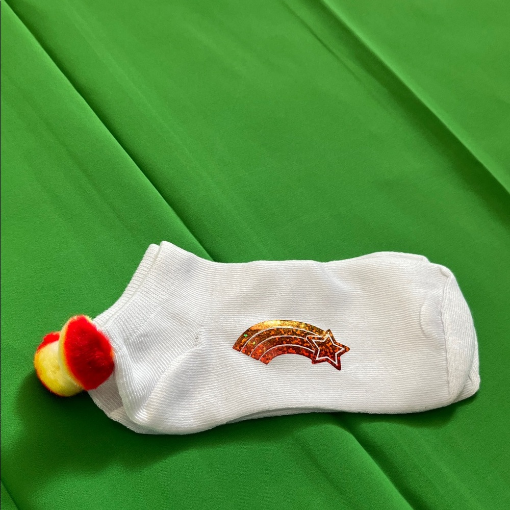 White Custom Ankle Socks with Gold Star Design
